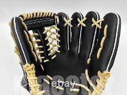 New ZETT Pro Model 11.75 Infield Baseball Glove Black Cream RHT Japan T-Web