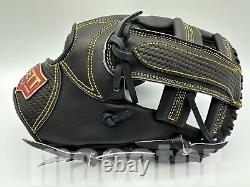 New ZETT Pro Model 11.75 Infield Baseball Glove Black Cross RHT NPB Japan 3B