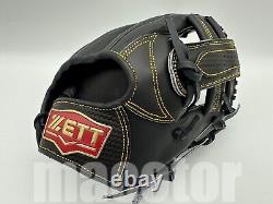 New ZETT Pro Model 11.75 Infield Baseball Glove Black Cross RHT NPB Japan 3B