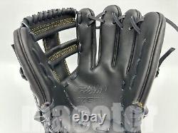 New ZETT Pro Model 11.75 Infield Baseball Glove Black Cross RHT NPB Japan 3B