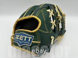 New ZETT Pro Model 11.75 Infield Baseball Glove Green Gold H-Web RHT NPB Japan