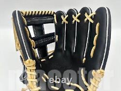 New ZETT Pro Model 12 Infield Baseball Glove Black Cream Cross RHT Japan