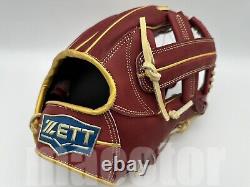 New ZETT Pro Model 12 Infield Baseball Glove Crimson Gold Cross RHT NPB Japan