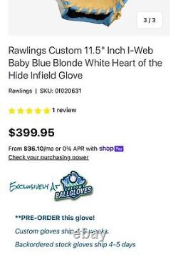 Rawlings 11.5 I-Web Baby Blue Blonde White Heart of the Hide Infield Glove NEW