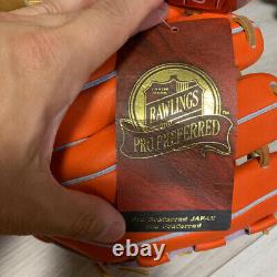 Rawlings Pro Preferred Rigid Gloves for Infielders Red Orange Size 5 Right Hand