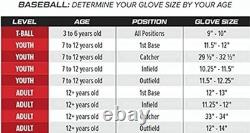 Rawlings SANDLOT Baseball Glove Right Assorted Sizes, Hand Orientations