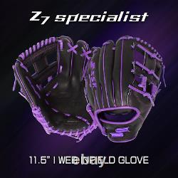 SSK Z7 Specialist 11.5 Infield Baseball Glove Z7-1150BLKPUR1