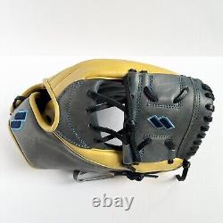 Sacco Leather 11 3/4 Professional Infield Baseball Glove Grey Yellow Left Hand