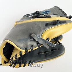 Sacco Leather 11 3/4 Professional Infield Baseball Glove Grey Yellow Left Hand