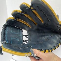 Sacco Leather 11 3/4 Professional Infield Baseball Glove Grey Yellow Left Hand