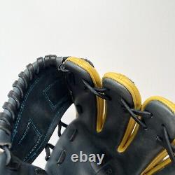 Sacco Leather 11 3/4 Professional Infield Baseball Glove Grey Yellow Left Hand