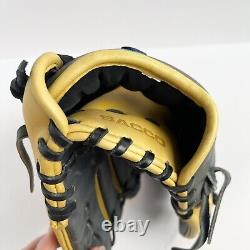 Sacco Leather 11 3/4 Professional Infield Baseball Glove Grey Yellow Left Hand