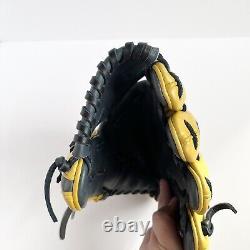 Sacco Leather 11 3/4 Professional Infield Baseball Glove Grey Yellow Left Hand