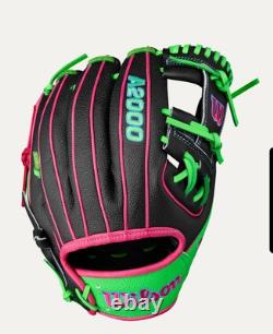 Wilson A2000 1786 11.5 Baseball Glove Black/Pink/Green Infield RHT