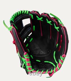 Wilson A2000 1786 11.5 Baseball Glove Black/Pink/Green Infield RHT