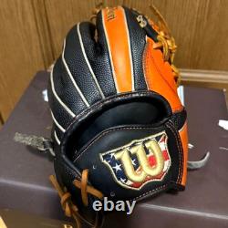 Wilson BEAR Custom Order Infield Glove 1723 Black/Orange Pro Stock Leather Japan