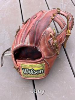 Wilson Pro Hardball Glove Red Leather Infield All Round Position Good Shape