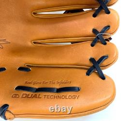 Wilson Staff DUAL Infielder Baseball Glove 11.75 RHT Pro Stock Leather Tan JAPAN