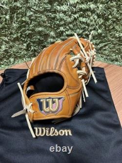 Wilson Staff Dual Hard Infield Glove Orange Tan Camel String Used