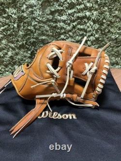 Wilson Staff Dual Hard Infield Glove Orange Tan Camel String Used