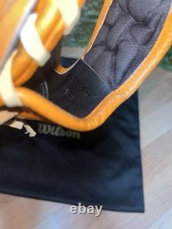 Wilson Staff Dual Hard Infield Glove Orange Tan Camel String Used