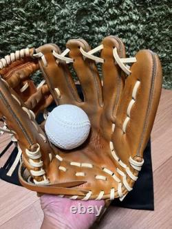 Wilson Staff Dual Hard Infield Glove Orange Tan Camel String Used