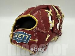 ZETT Pro Model 11.75 Infield Baseball Glove Crimson Gold H-Web RHT NPB Japan