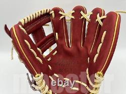 ZETT Pro Model 11.75 Infield Baseball Glove Crimson Gold H-Web RHT NPB Japan