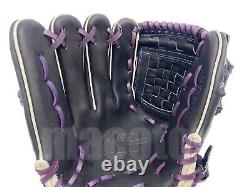 ZETT Pro Model 12 Infield Baseball Glove Black Purple LHT Wild Pocket Softball