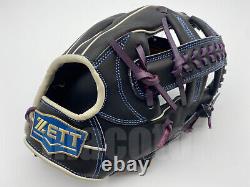 ZETT Pro Model 12 Infield Baseball Glove Black Purple RHT Wild Pocket Softball