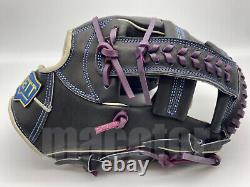 ZETT Pro Model 12 Infield Baseball Glove Black Purple RHT Wild Pocket Softball