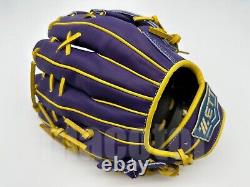 ZETT Pro Model 12 Infield Baseball Glove Purple Yellow Cross RHT Wild Pocket 3B