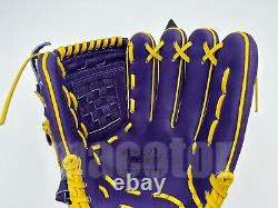 ZETT Pro Model 12 Infield Baseball Glove Purple Yellow RHT Wild Pocket Japan