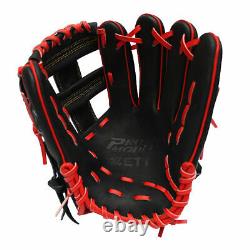 ZETT Pro Model 12 inch Wide Pocket Black Red Infielder Glove