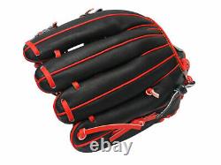 ZETT Pro Model 12 inch Wide Pocket Black Red Infielder Glove I Web
