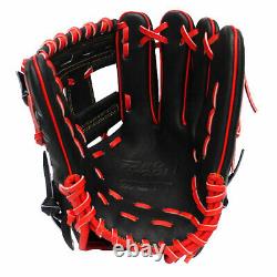 ZETT Pro Model 12 inch Wide Pocket Black Red Infielder Glove I Web