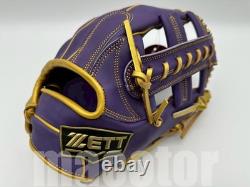 ZETT Special Pro Order 11.75 Infield Baseball Glove Purple Gold RHT Cross 3B ZETT Special Pro Order 11.75 Infield Baseball Glove Purple Gold RHT Cross 3B