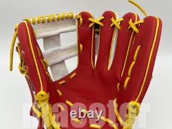 ZETT Special Pro Order 11.75 Infield Baseball Glove Red Yellow White RHT Cross