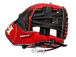 Gant d'Infield V en cuir de steer HI-GOLD Japon 11,5 pouces Noir/Rouge