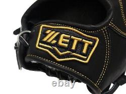 Gant d'arrêt ZETT Pro Japan en cuir de vachette 11,75 pouces pour joueur de champ intérieur, noir
