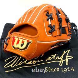 Gant d'infield Wilson Staff DUAL 11,75 RHT orange, fabriqué au Japon, cuir Pro Stock