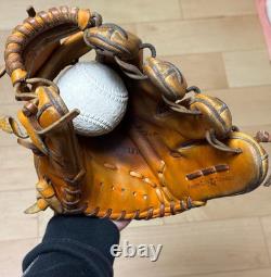 Gant d’infield de baseball Mizuno Pro pour droitier, d’occasion, marron, gants professionnels
