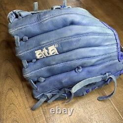Gant de baseball Barraza Pro bleu en cuir ATA, pour droitier, lancer à la main droite, ouverture à 10,5 côtés.