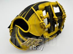 Gant de baseball Infield Japan Hi-Gold Pro Commande 11.5 pouces Jaune Noir H-Web RHT Gant de baseball Infield Japan Hi-Gold Pro Commande 11.5 pouces Jaune Noir H-Web RHT