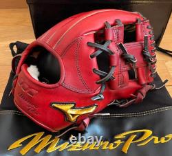 Gant de baseball Mizuno Pro 11,5 pouces Infield Droit Rouge Noir 1AJGR26213 Japon