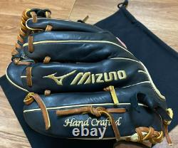 Gant de baseball Mizuno Pro 11,75 pouces pour joueur d'intérieur, main droite, noir, modèle MLB fait main