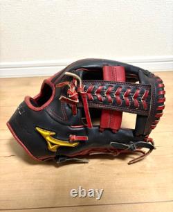 Gant de baseball Mizuno Pro Custom Infield Modèle Yuto Sakamoto Droit Noir Rouge Usagé