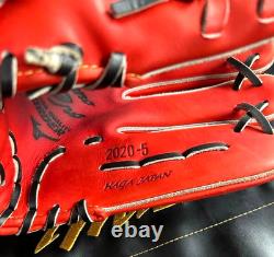 Gant de baseball Mizuno Pro HAGA JAPAN pour joueur de champ intérieur, 11,5 pouces, droitier, en cuir Plexi Kip orange