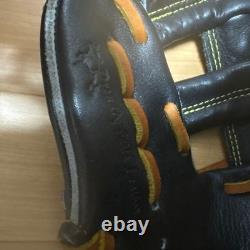 Gant de baseball Mizuno Pro HAGA Japon pour joueur de champ intérieur, 11 pouces, droitier, noir, balle dure, d’occasion