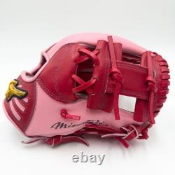Gant de baseball Mizuno Pro d'occasion 11,5 pouces pour l'infield, rose, commande personnalisée HAGA Japon